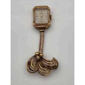 Vintage Silvana Ladies Lapel Watch/ Brooch / Nurses Watch 17 Jewels Gold Plated